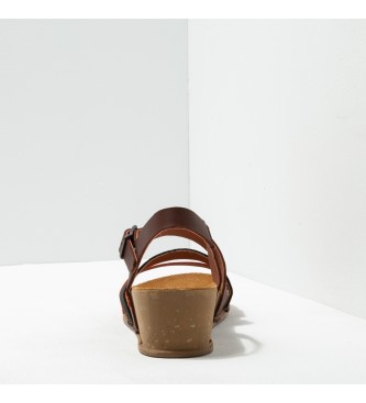 Art 1930 I Live brown leather sandals -Height 4,5cm wedge