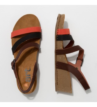 Art 1930 I Live brown leather sandals -Height 4,5cm wedge
