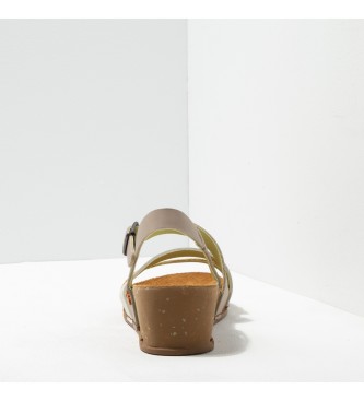 Art Sandálias de couro bege vivo -Altura: 4,5cm