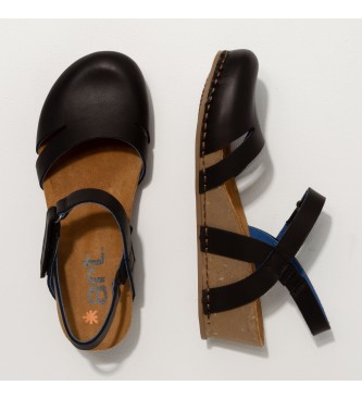 Art Sandálias de couro preto com cera de grama I Vivo -Altura: 4,5cm