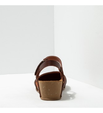 Art Leather sandals Grass Waxed Brown I Live marrn -Height: 4.5cm