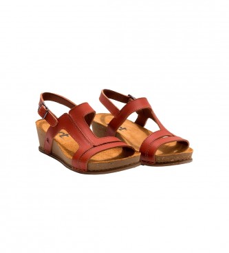 Art Leren sandalen I Live rood -Hoogte 4,5cm sleehak