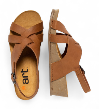 Art Sandali in pelle marrone vivo del 1934