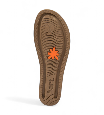 Art Sandali in pelle marrone vivo del 1934