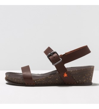 Art Lederen sandalen uit 1940 I Imagine bruin -Hoogte 4,5cm sleehak