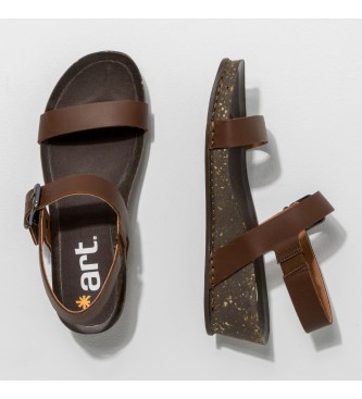 Art Lederen sandalen uit 1940 I Imagine bruin -Hoogte 4,5cm sleehak