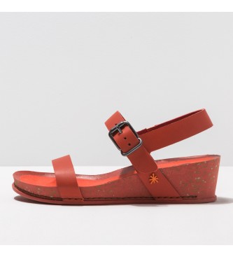 Art Sandálias de couro vermelho granadino - Altura 4,5cm cunha