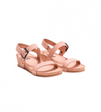 Art 1940s leather sandals I Imagine pink -Height 4,5cm wedge