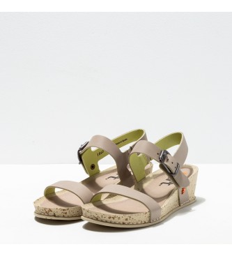 Art Leather sandals Grass Waxed Sesame Sesame I Imagine beige -Height: 4.5cm