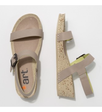 Art Leather sandals Grass Waxed Sesame Sesame I Imagine beige -Height: 4.5cm