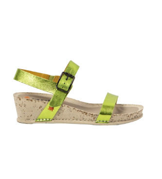 Art 1940F usnjeni sandali I Imagine zeleni -Višina 4,5 cm klin