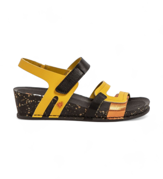 Art Leren sandalen I Imagine geel -hoogte 4,5cm sleehak