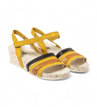 Art Usnjeni sandali I Imagine rumene barve - višina 4,5 cm klin