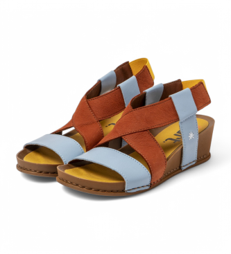 Art Sandalias de piel 1944 I Imagine azul, naranja