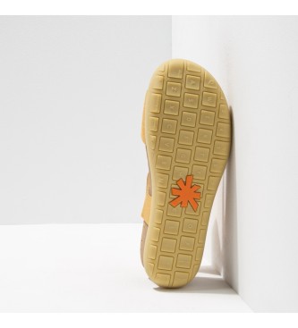 Art Sandálias de couro Skin Back Corn Kea yellow -Cunha de altura: 6.5cm