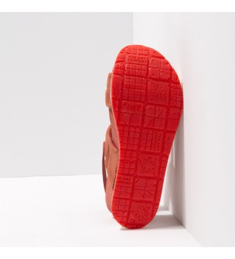 Art Sandlias de couro laranja nobuck-W Blush Santorini -Altura: 7.5cm