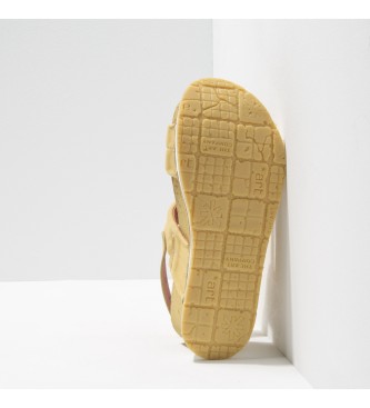 Art Sandálias de couro amarelo Santorini Nobuck-W Sun Light -Altura altura: 7.5cm