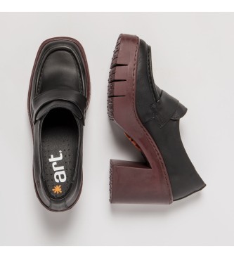 Art Czarne skórzane buty Berna - wysokość: 9 cm - obcas 