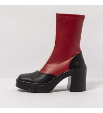 Art Red leather ankle boots -Heel height: 9cm