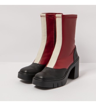 Art Red leather ankle boots -Heel height: 9cm
