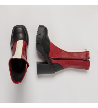 Art Czerwone skórzane buty za kostkę - Wysokość obcasa: 9 cm
