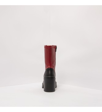 Art Rdeči usnjeni gležnjarji - višina pete: 9 cm