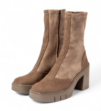 Art Skórzane buty za kostkę 1973 Berna beżowy