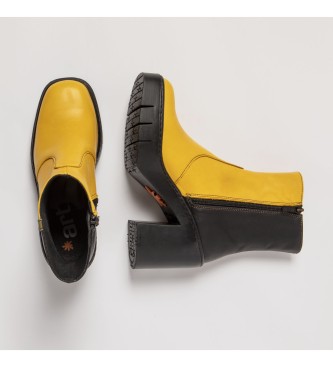 Art Stivaletti in pelle gialla e nera - altezza tacco: 9 cm