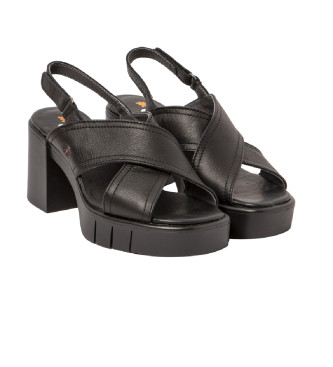 Art 1990 Eivissa black leather sandals -Height heel 8.5cm