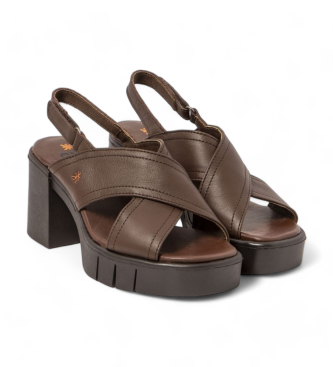 Art Eivissa sandaler i brunt lder -Hjd klack 8,5cm
