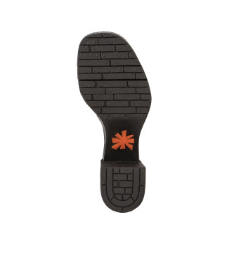 Art 1992F Eivissa leather sandals black -Height heel 8,5cm