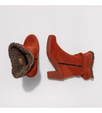Art Travel Red leather ankle boots -Heel height 7,5cm