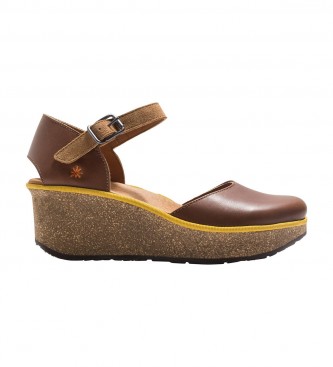 Art 1862 Parma brown leather sandals -Height of the wedge: 6.5 cm-.