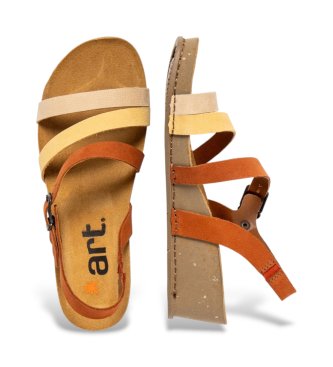 Art Sand�lias de couro 1930 I Live multicoloridas