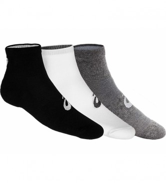 Asics Pacote com 3 quartos de meias preto, branco, cinza
