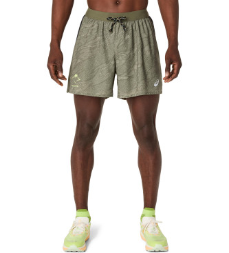 Asics Krótki Fujitraill Print 5In zielony
