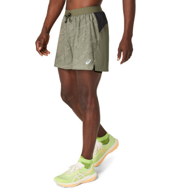 Asics Krótki Fujitraill Print 5In zielony