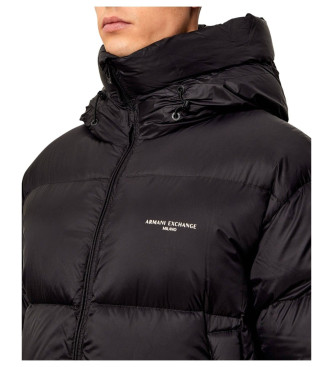 A|X Armani Exchange Black hooded down jacket with hood