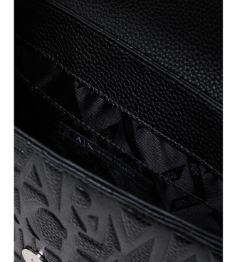 A|X Armani Exchange Shoulder bag with logo print and flap black