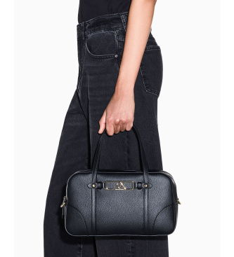 A|X Armani Exchange Teksturirana torbica z dvojnim ro?ajem in snemljivim pa??kom ?rna