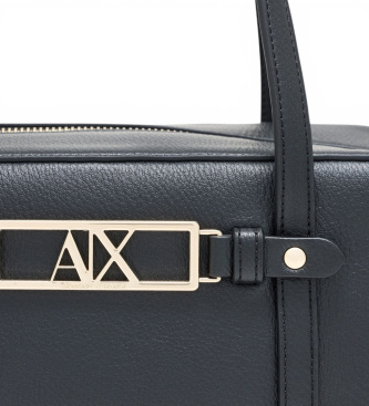 A|X Armani Exchange Teksturirana torbica z dvojnim ro?ajem in snemljivim pa??kom ?rna