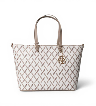 A|X Armani Exchange Borsa shopper con monogramma bianco 