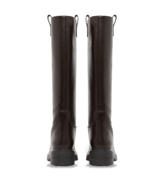 A|X Armani Exchange Tall boots with thick sole and brown pull tabs