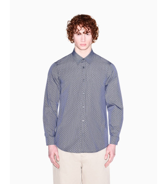 A|X Armani Exchange Regular jacquard yarn dyed navy shirt