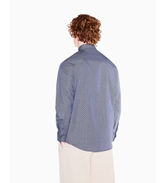 A|X Armani Exchange Regular jacquard yarn dyed navy shirt