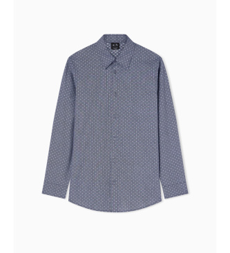 A|X Armani Exchange Regular jacquard yarn dyed navy shirt
