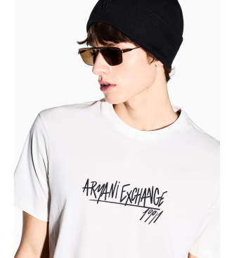A|X Armani Exchange T-shirt branca de corte justo