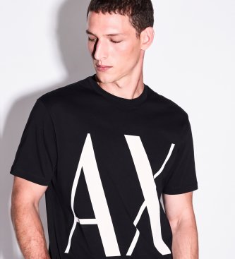 A|X Armani Exchange Camiseta de malha corte regular preta