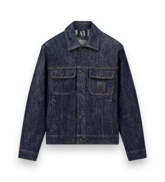 A|X Armani Exchange Casaco de ganga com costura Icon azul-marinho