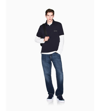 A|X Armani Exchange Polo en coton bleu marine